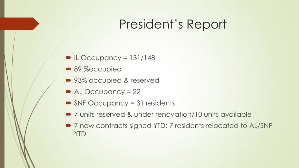 president s report