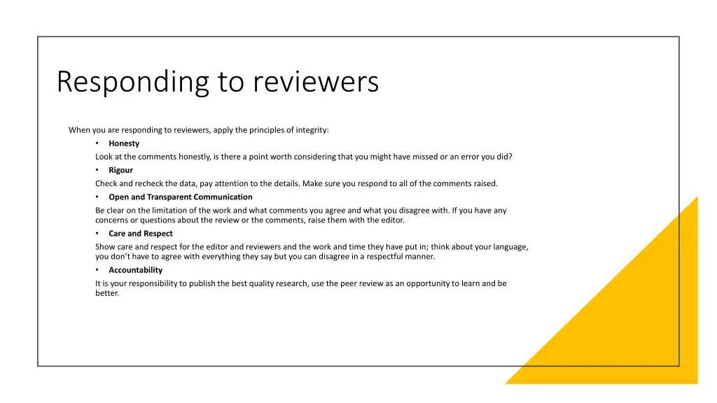 responding to reviewers