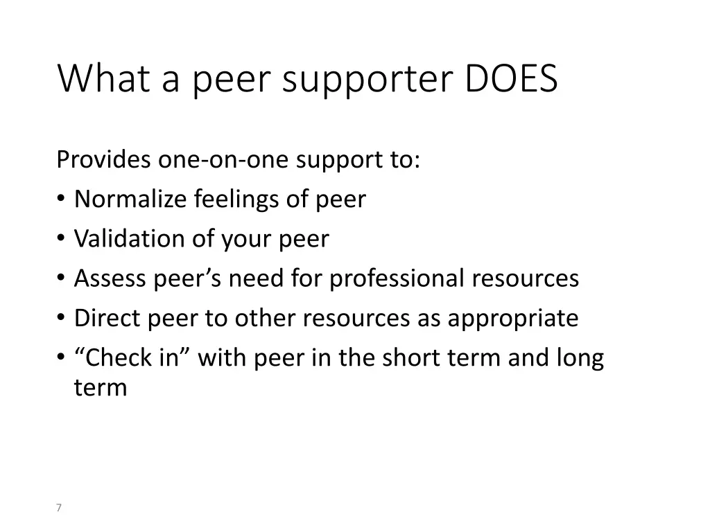 what a peer supporter does