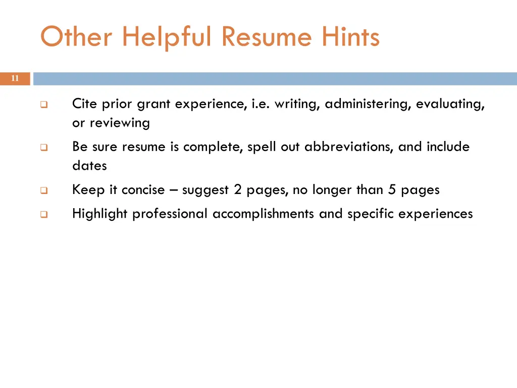 other helpful resume hints