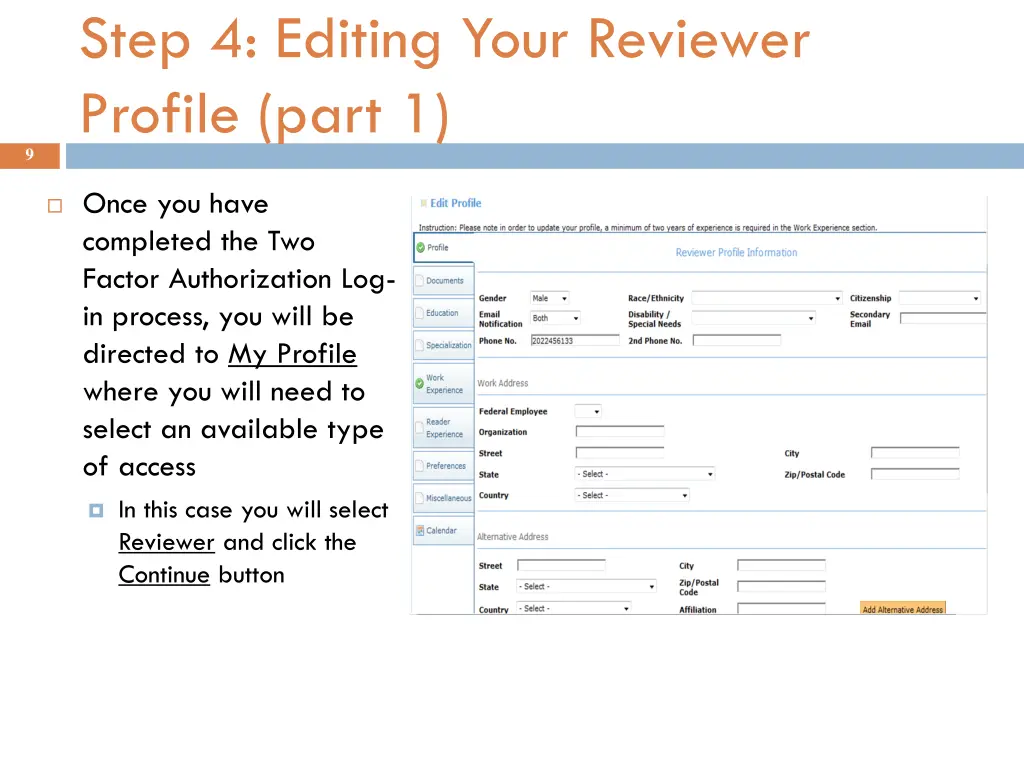 step 4 editing your reviewer profile part 1