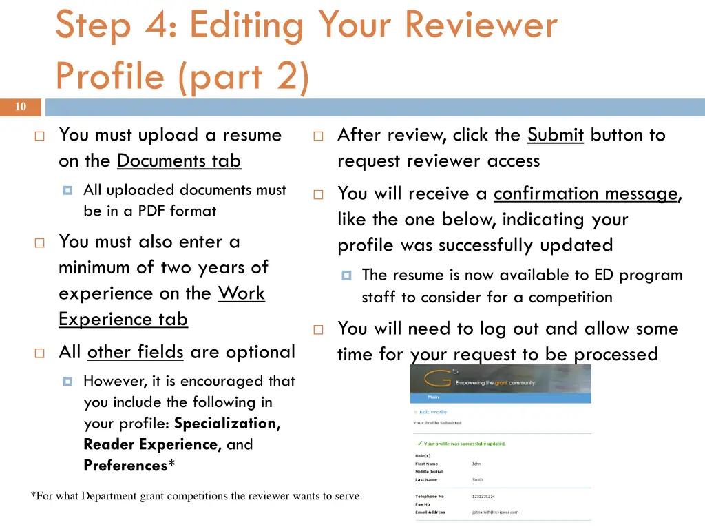 step 4 editing your reviewer profile part 2