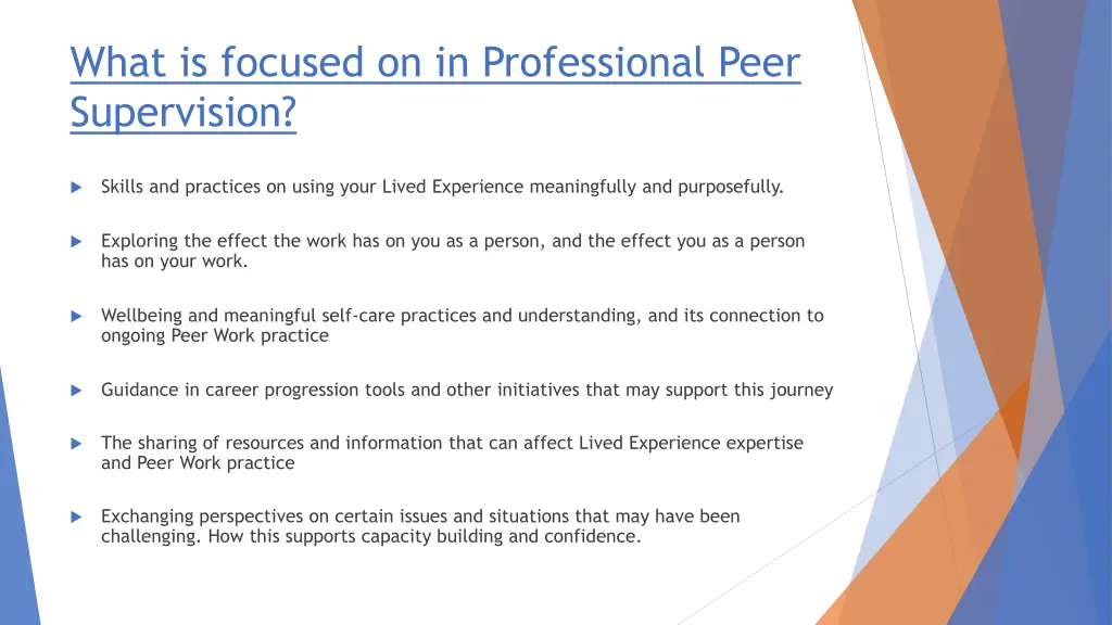 what is focused on in professional peer