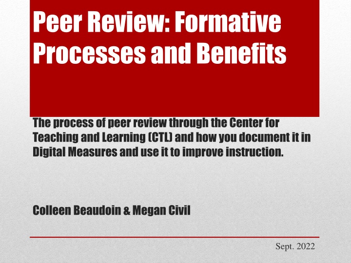 peer review formative processes and benefits