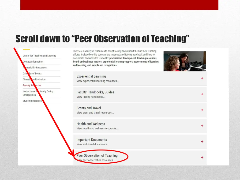 scroll down to peer observation of teaching