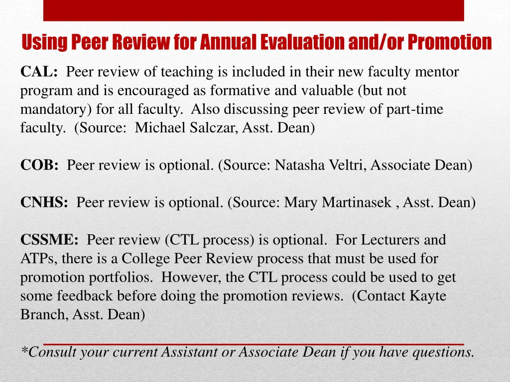 using peer review for annual evaluation