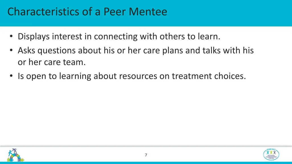 characteristics of a peer mentee