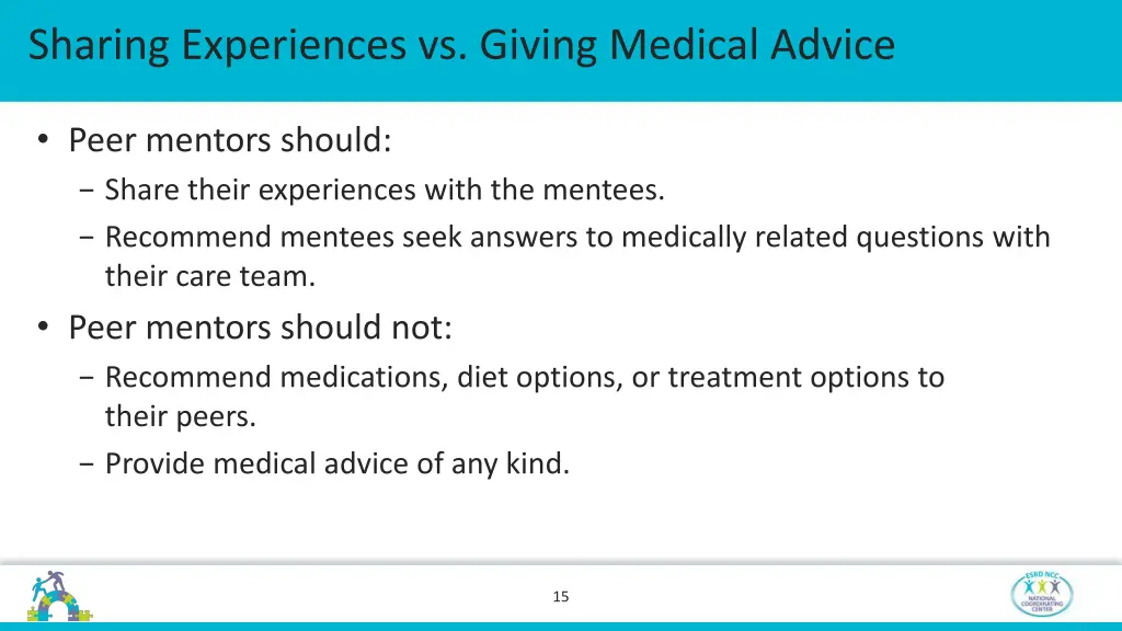 sharing experiences vs giving medical advice