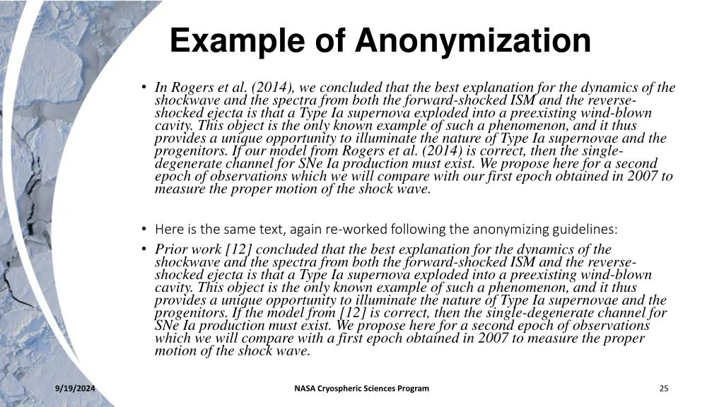 example of anonymization