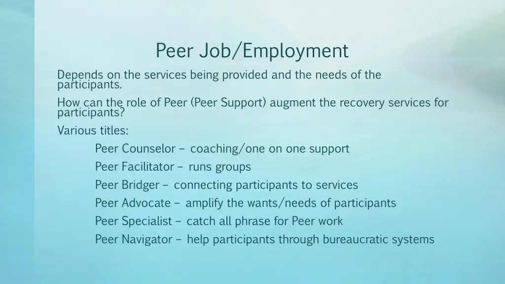 peer job employment