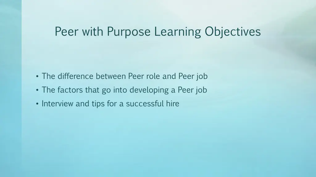 peer with purpose learning objectives