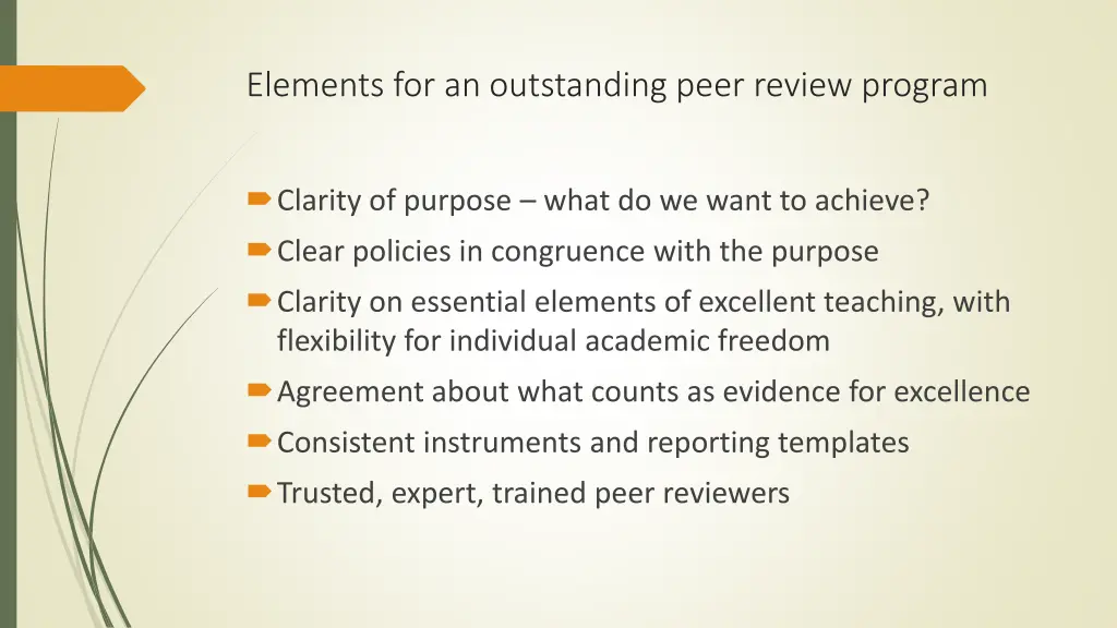 elements for an outstanding peer review program