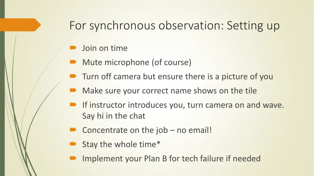 for synchronous observation setting up