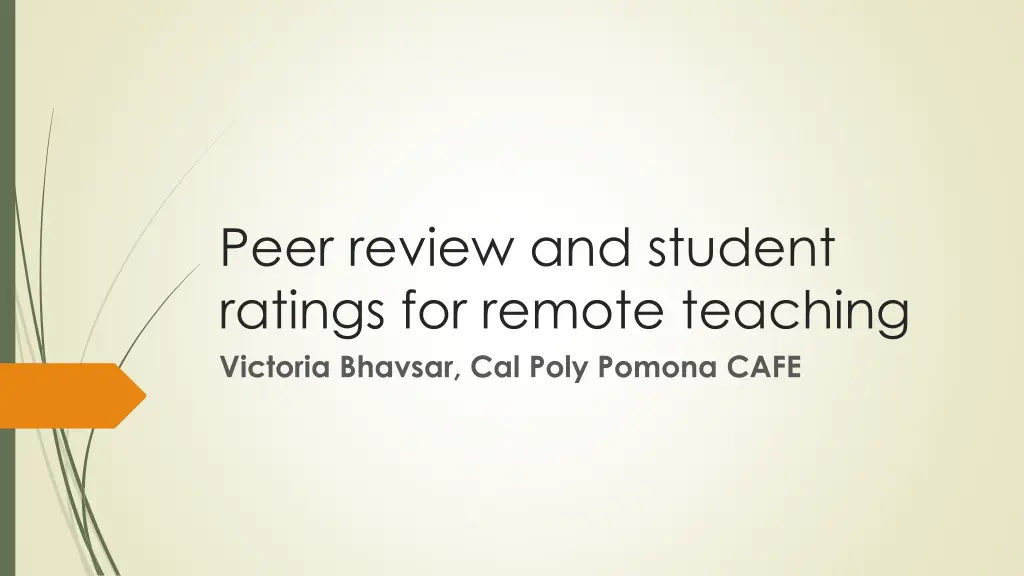 peer review and student ratings for remote