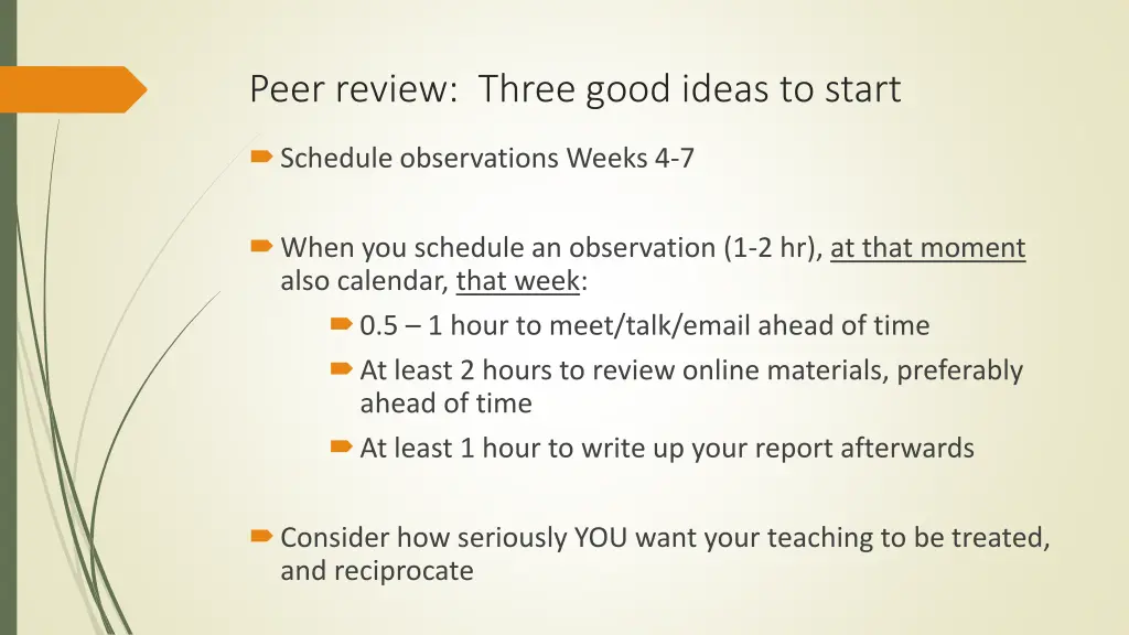 peer review three good ideas to start