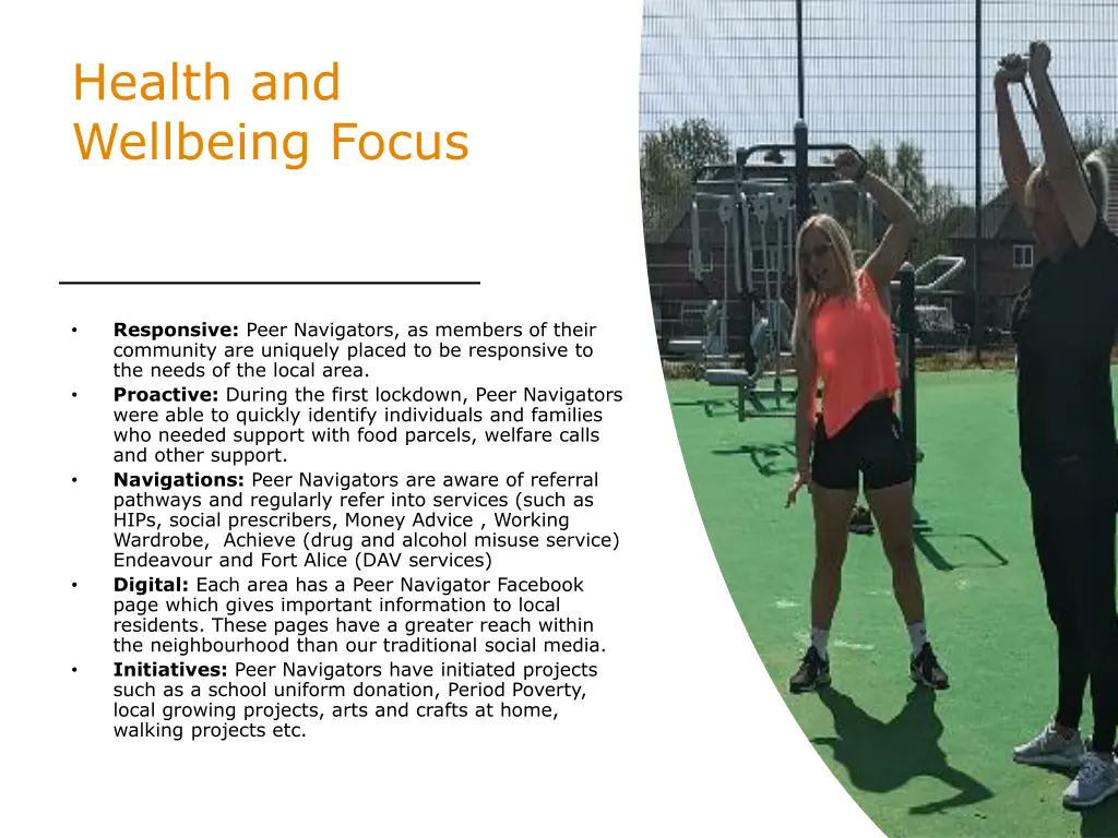 health and wellbeing focus