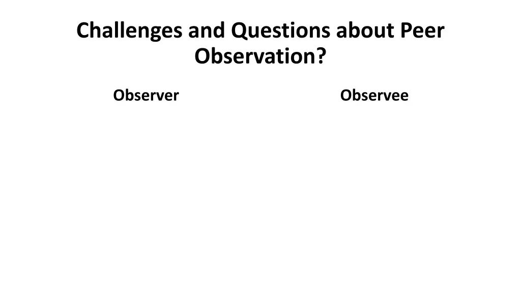 challenges and questions about peer observation