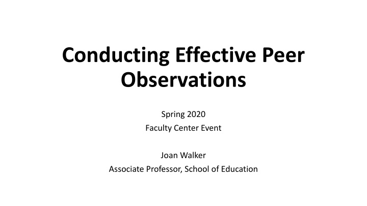 conducting effective peer observations