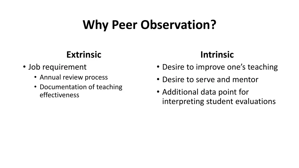 why peer observation