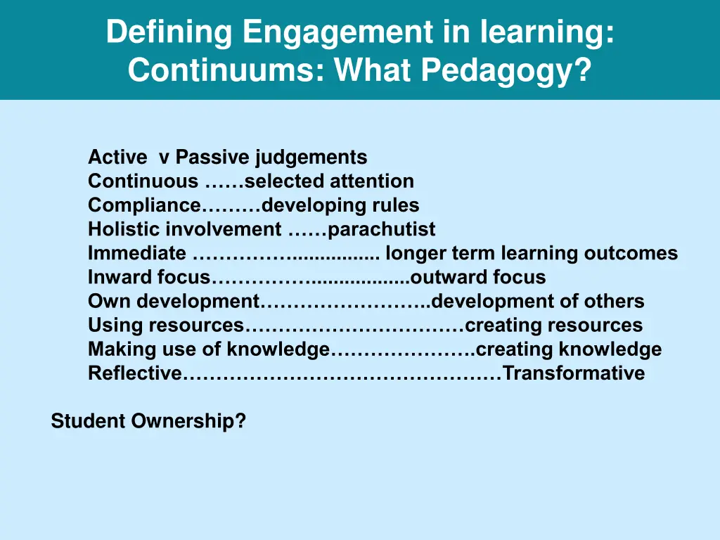 defining engagement in learning continuums what