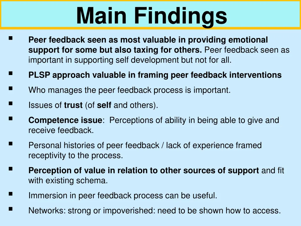 main findings