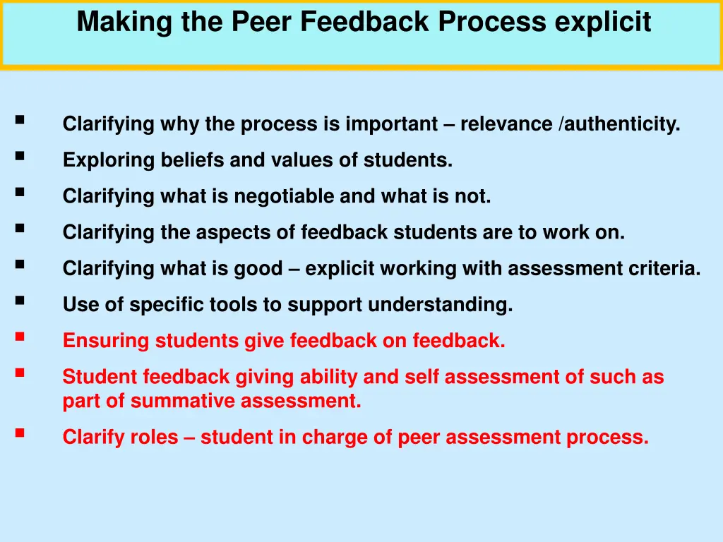 making the peer feedback process explicit