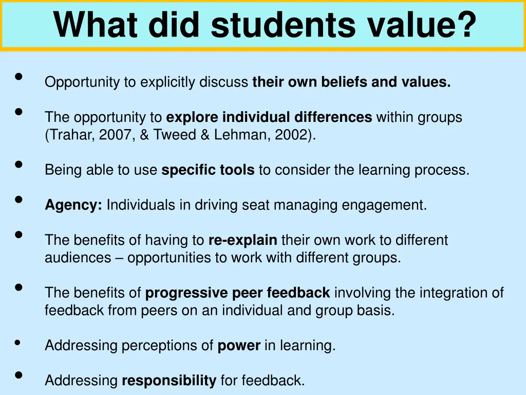 what did students value