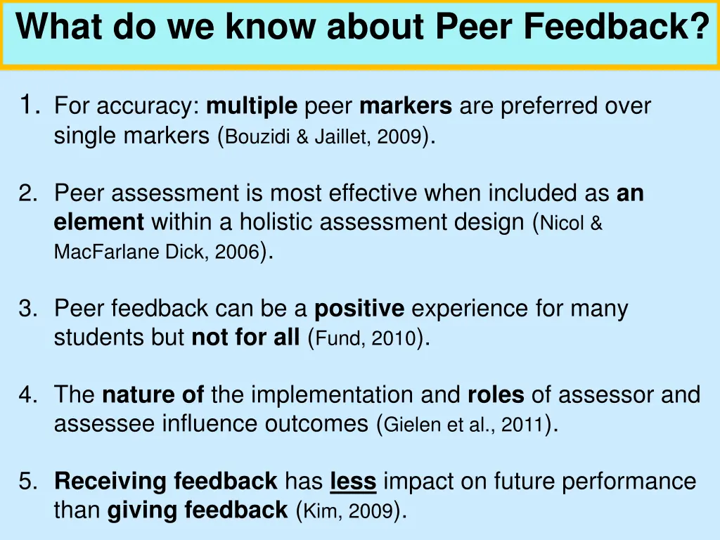 what do we know about peer feedback