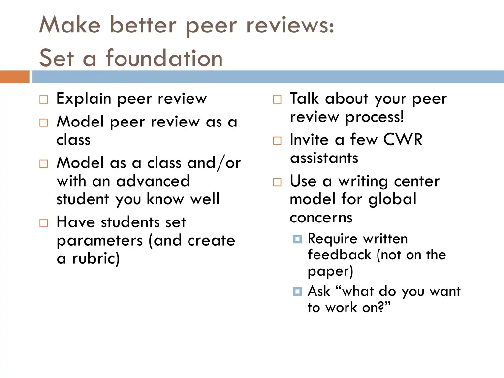 make better peer reviews set a foundation