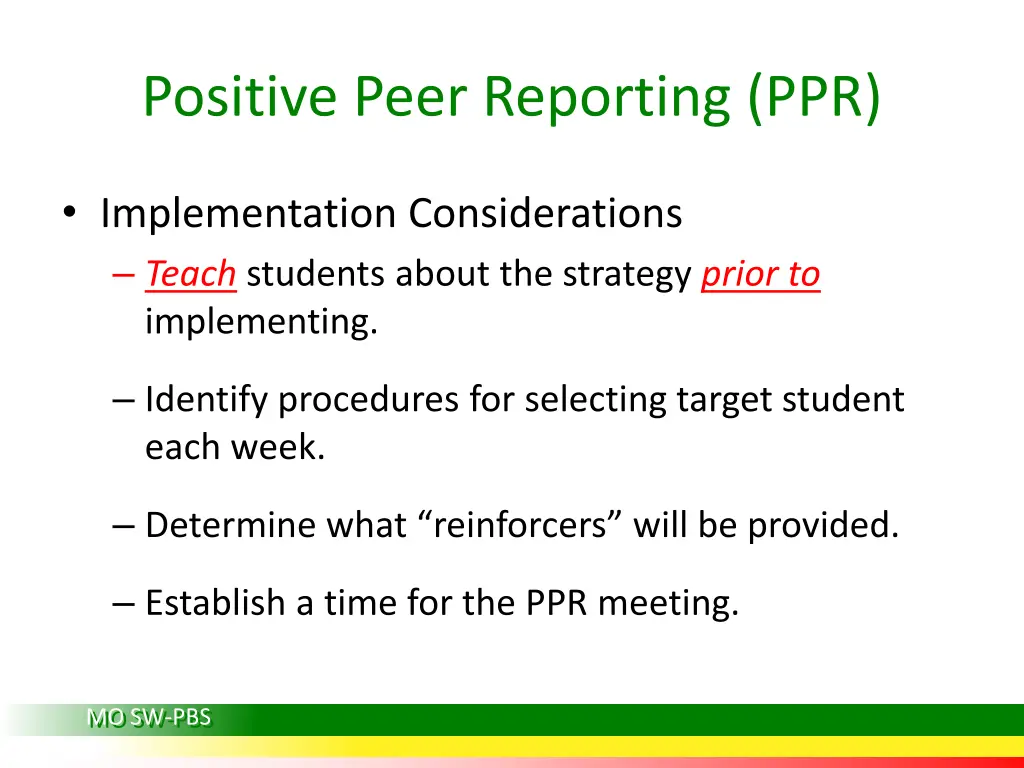 positive peer reporting ppr 3