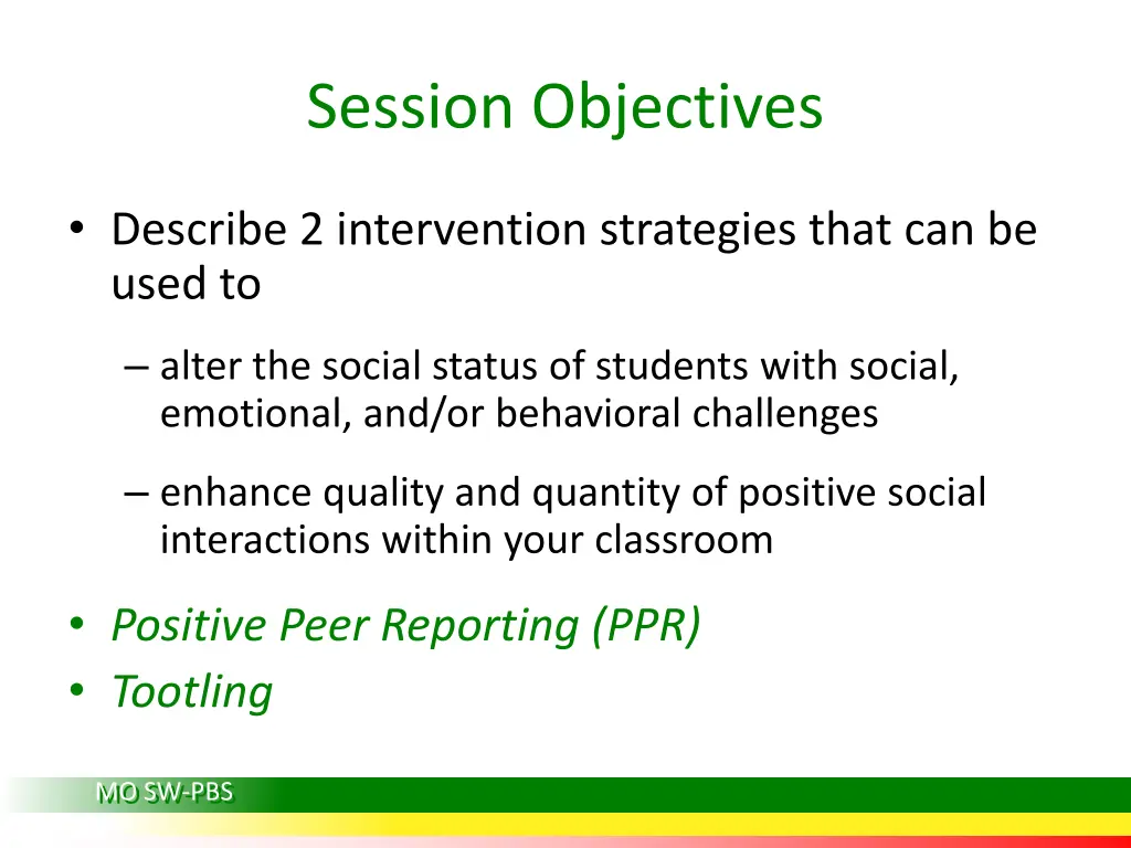 session objectives 1