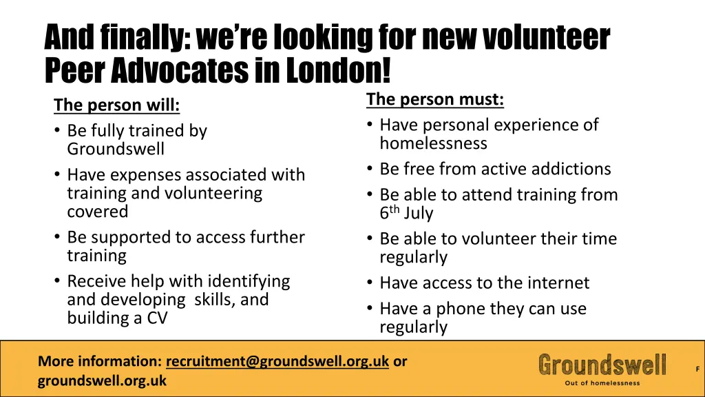 and finally we re looking for new volunteer peer