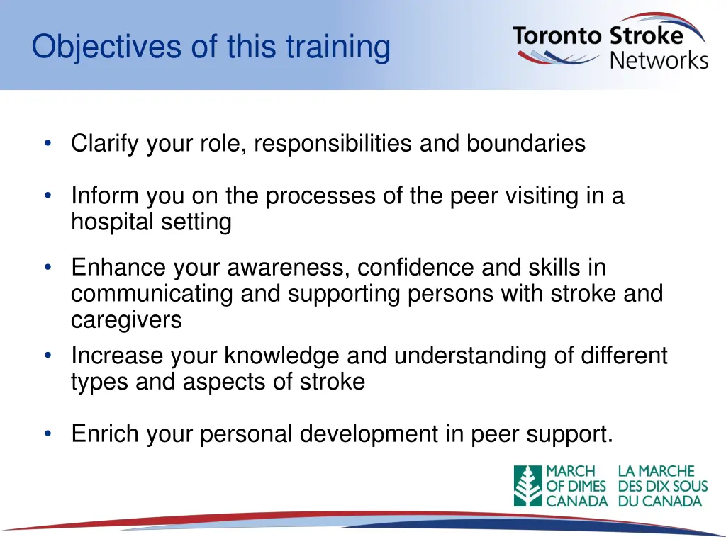 objectives of this training