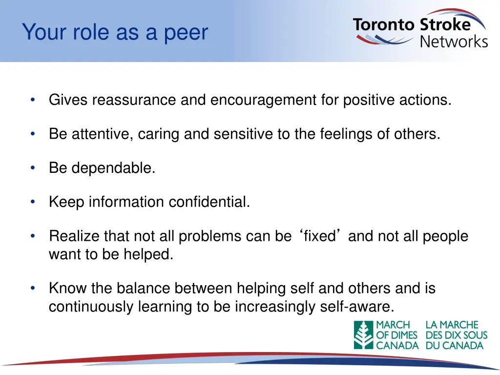 your role as a peer 2