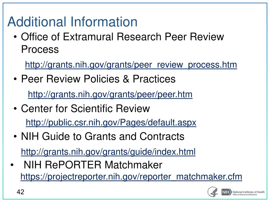 additional information office of extramural