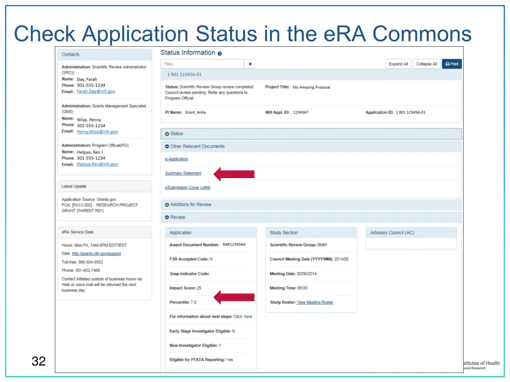 check application status in the era commons