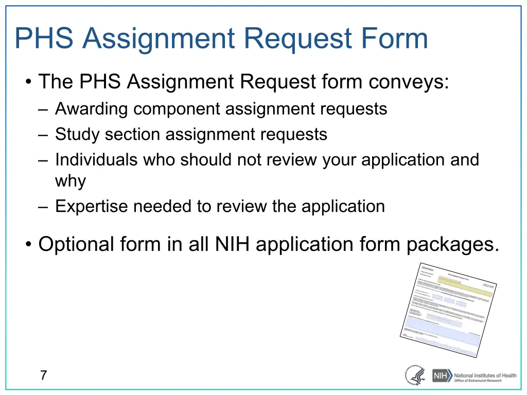 phs assignment request form