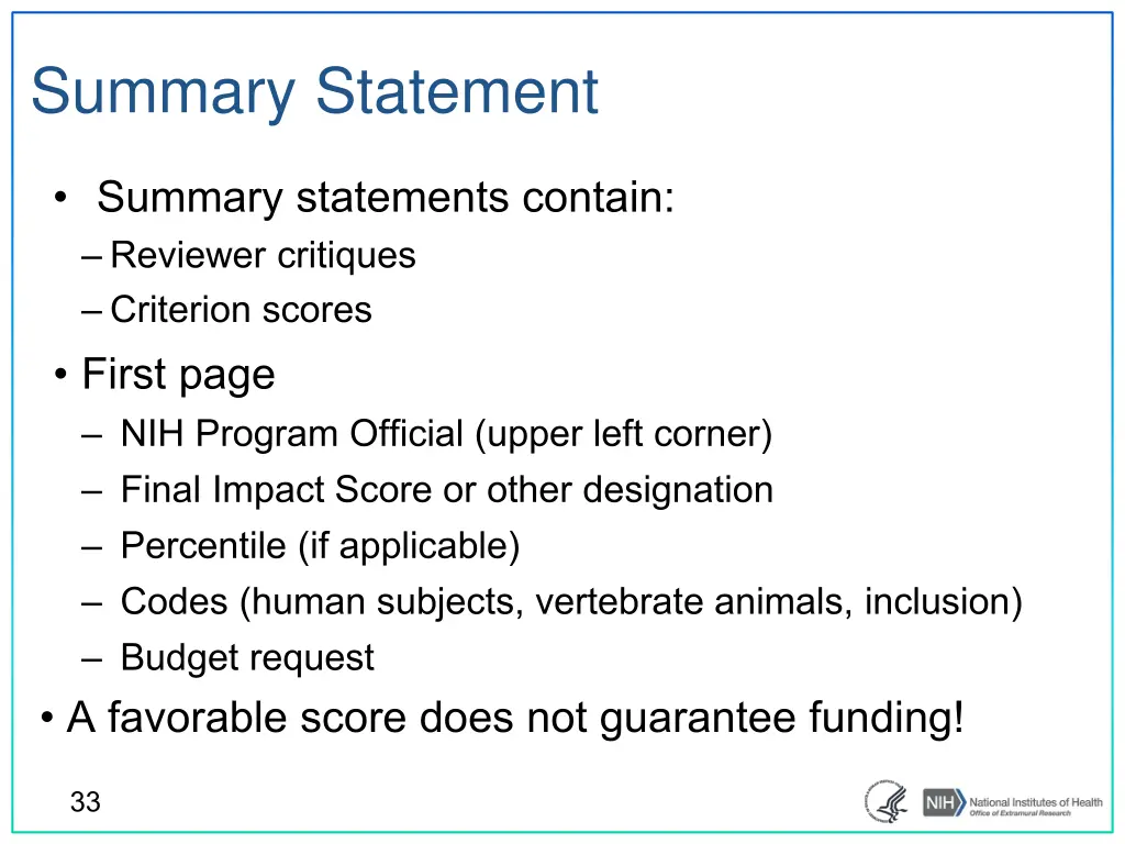 summary statement