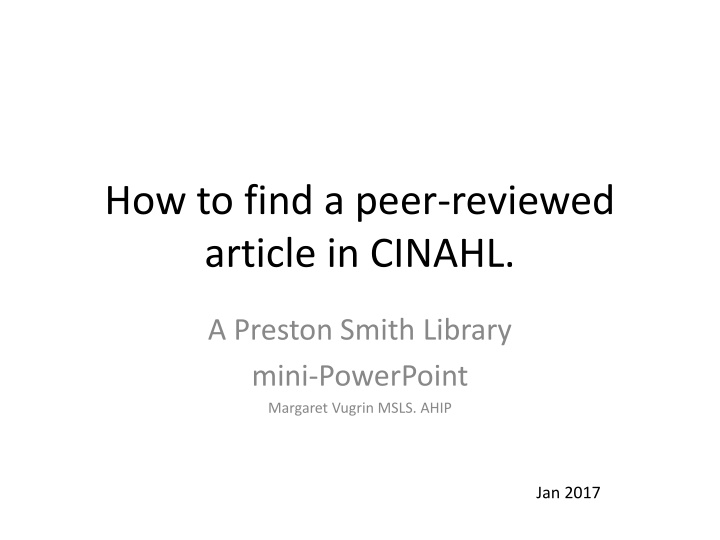 how to find a peer reviewed article in cinahl