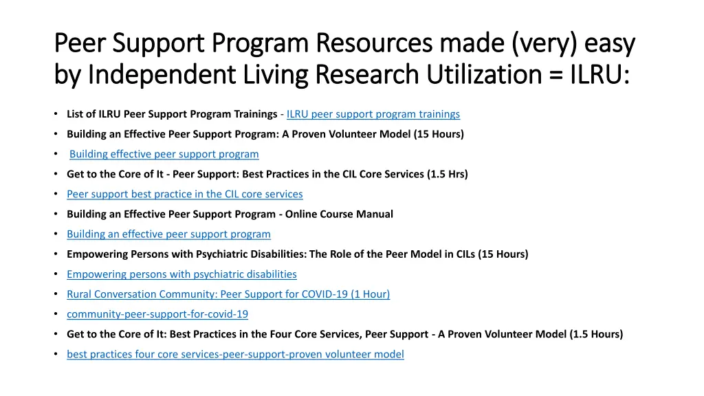 peer support program resources made very easy