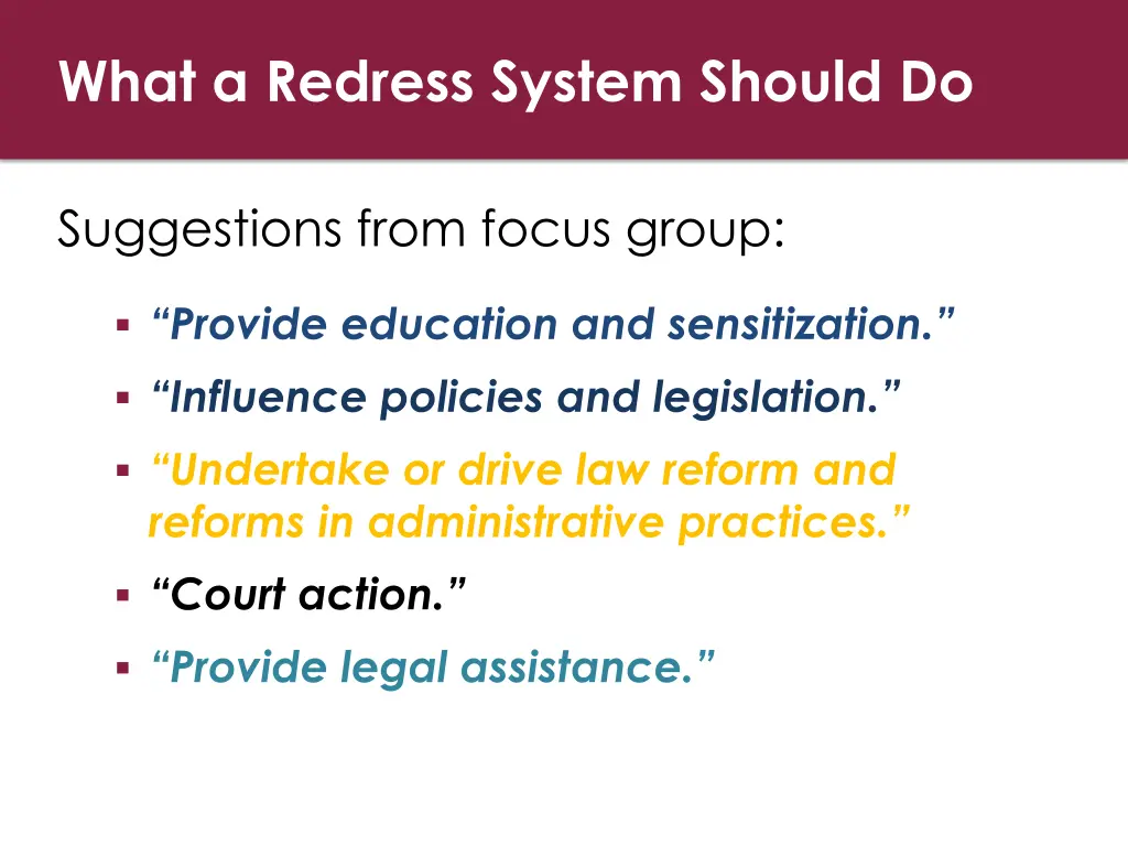 what a redress system should do