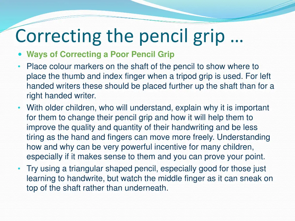 correcting the pencil grip ways of correcting