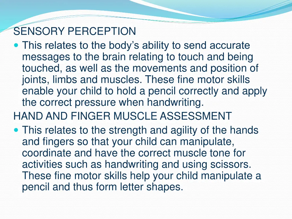 sensory perception this relates to the body