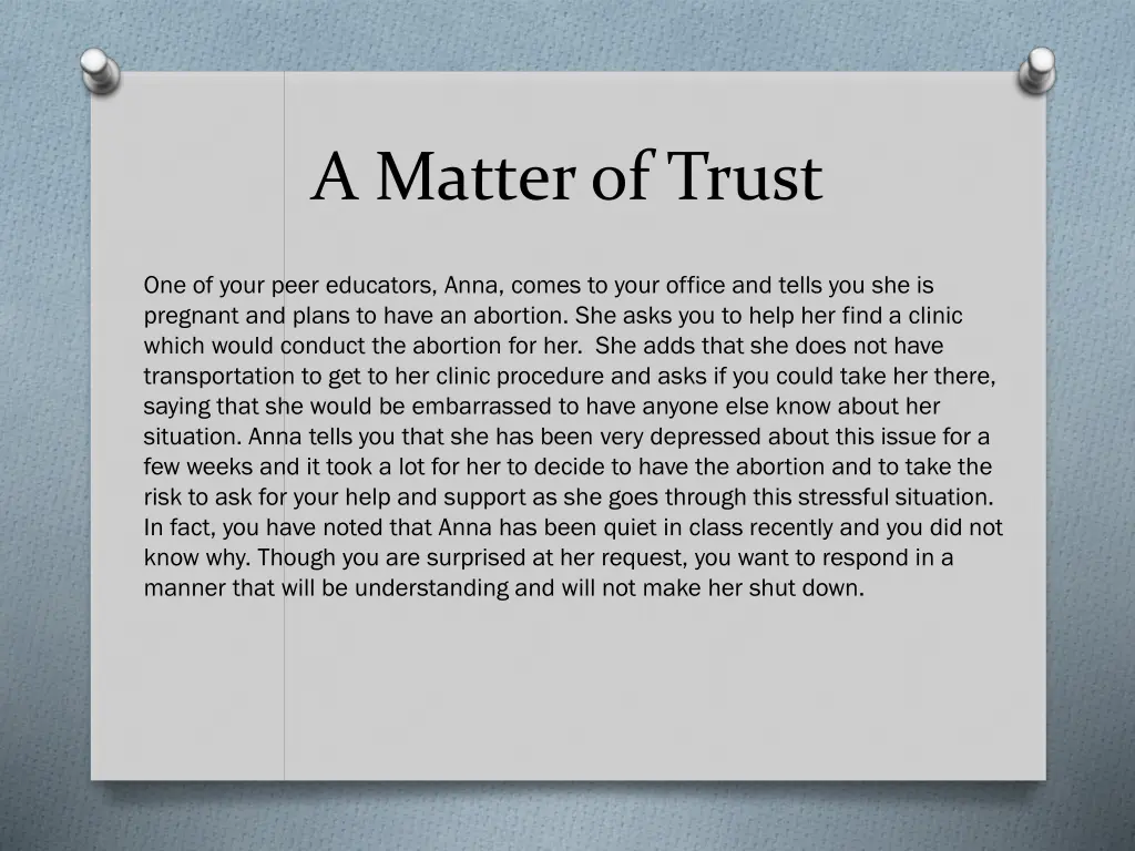 a matter of trust