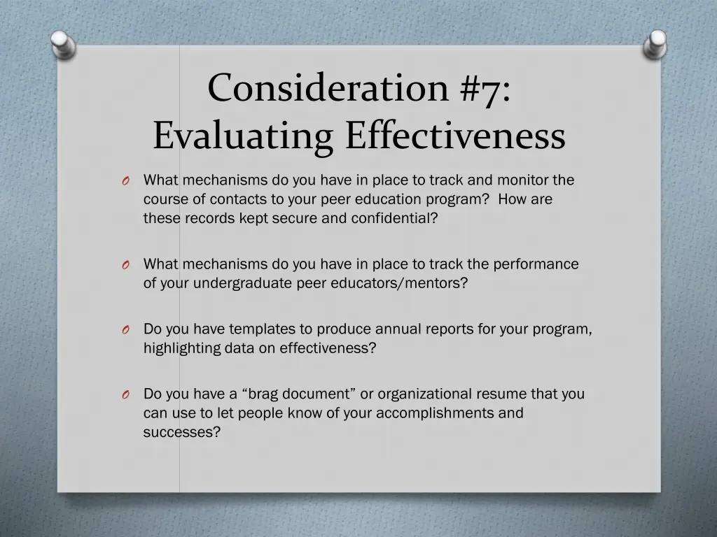 consideration 7 evaluating effectiveness