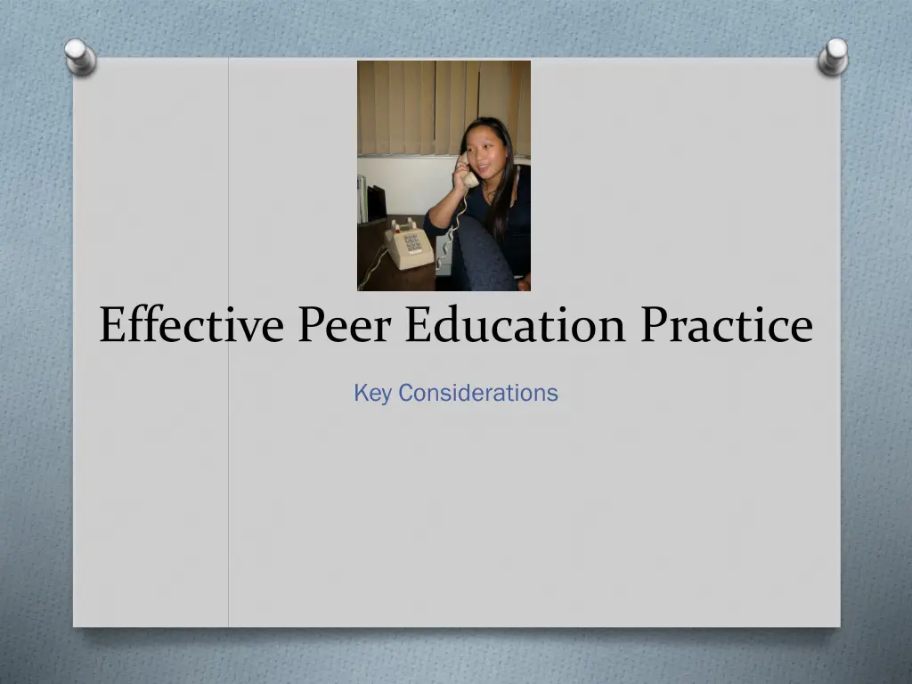 effective peer education practice