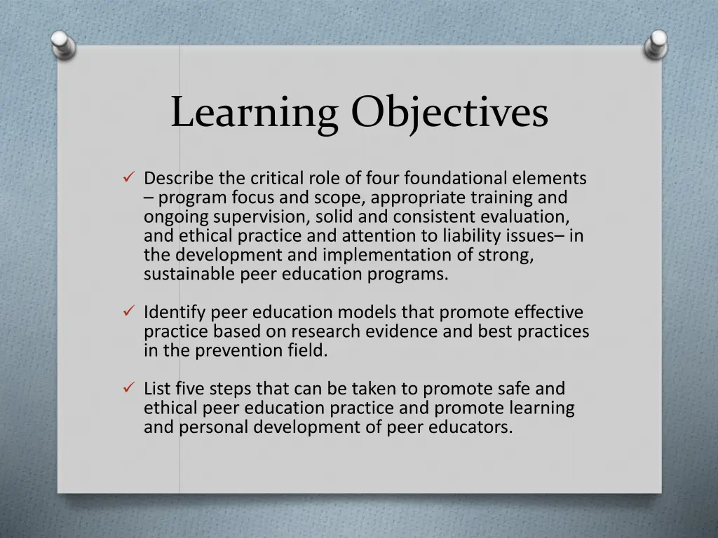 learning objectives