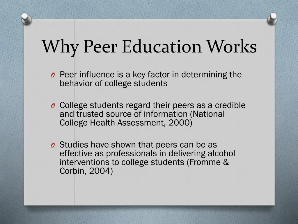 why peer education works