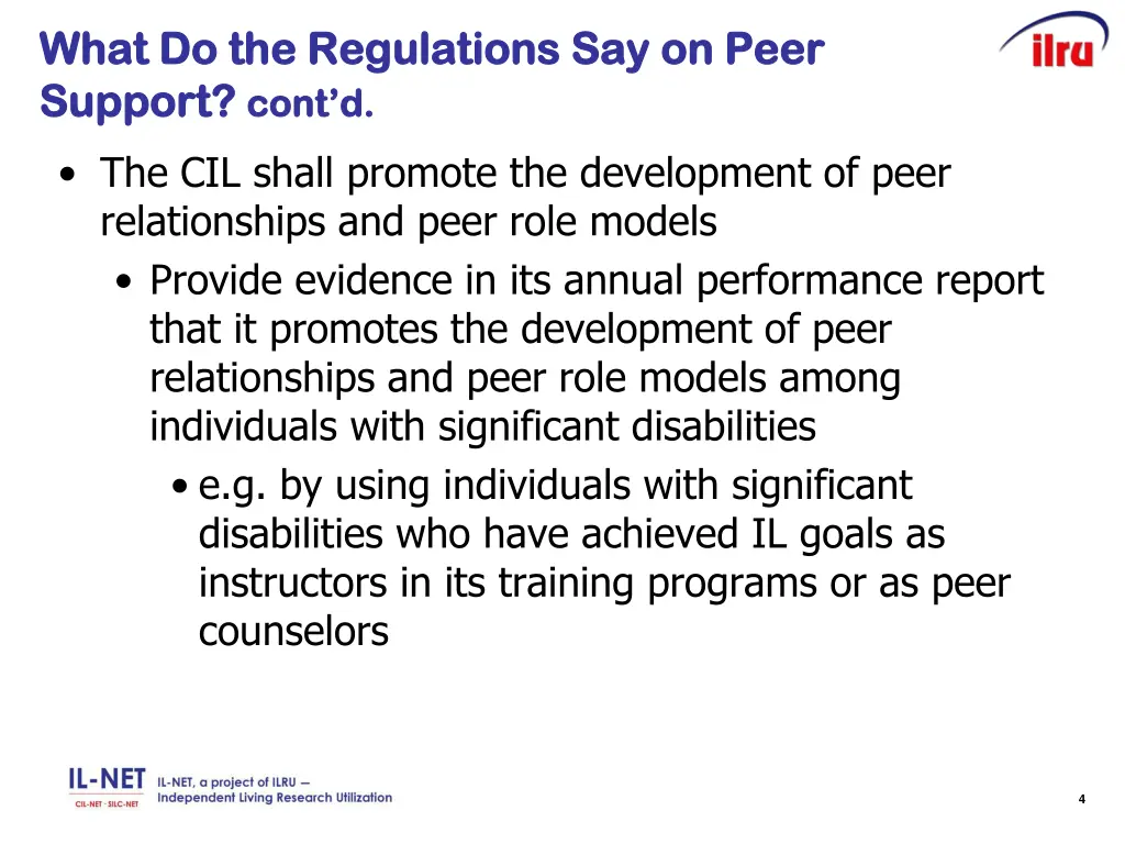 what do the regulations say on peer what