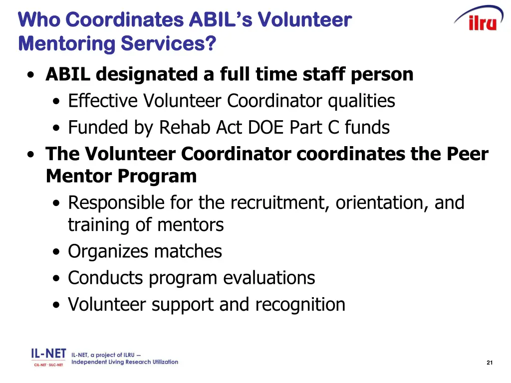 who coordinates abil s volunteer who coordinates